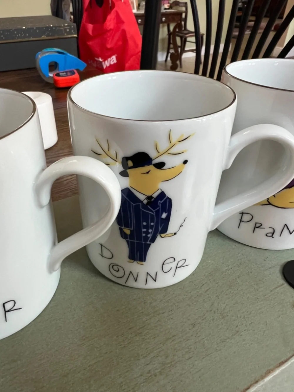 Pottery Barn Santa's Reindeer Coffee Mug Set